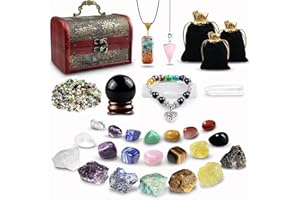 TATOODAA Healing Crystals Set, 28 Pcs Crystals and Healing Stones 7 Chakra Kits Obsidian Real Spiritual Protection Natural Reiki Energy Meditation Crystals for Beginners Wooden Box, Crystal Gifts for Women