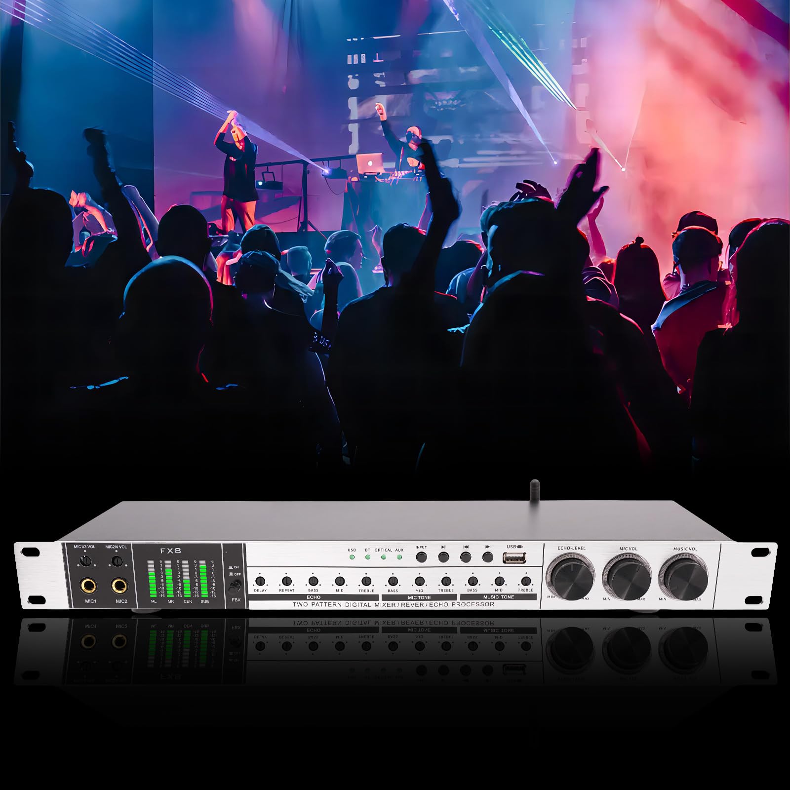 Metal Audio Processor Mixer 25W 110V Vocal Effects