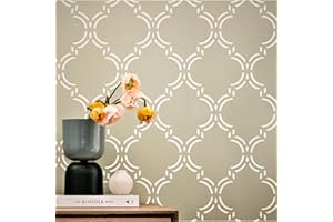 PINKIPO®, Moroccan Elegant, (16"x40") XL Stencil, Ethnic Large Wall Stencil, Classic Geometric Wall Stencils for Painting, Stencils for Walls, Moroccan Wall Stencil