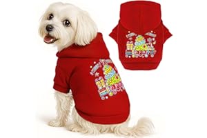 ABRRLO Small Dog Hoodie Clothes Red Christmas Dog Outfit Warm Fleece Dogs Sweater for Small Dogs Cat Boy Girl Cute Puppy Sweatshirt with Leash Hole Xmas Doggy Costume Chihuahua Yorkie(Xmas Tree,M)