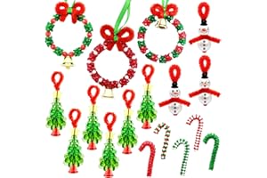 AouEtnay 36 Pieces Beaded Christmas Ornament Kits for Kids Adults - DIY Holiday Tree Hanging Crafts With Tri Beads