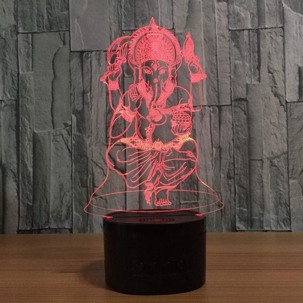Elephant Head god 7 Color lamp 3D Ganesh Visual led Night Light Child Touch USB Table Lampala lamp Night Light Sleeping