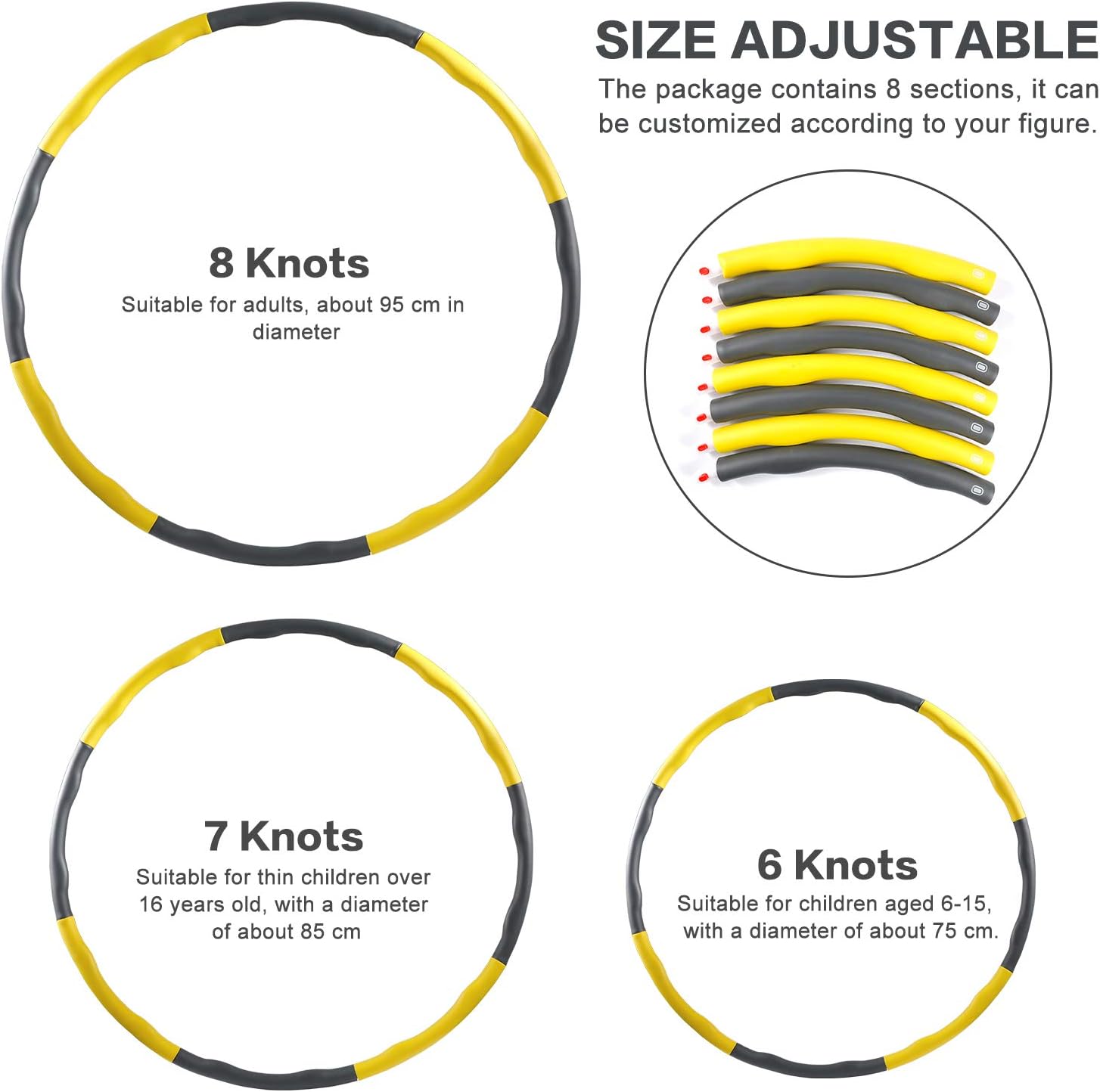 EXTSUD Hula Fitness Hoop, Removable Eight-Section Foam Fitness Hoop - Image 4