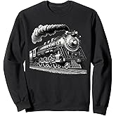 Steam Locomotive Train Vintage 1940s Style Engine Railroad Sweatshirt