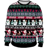 AGCOAH Unisex Ugly Christmas Sweatshirt Funny 3D Print Couple Pullover
