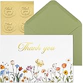 50 Pack Thank You Cards with Envelopes, Thank You Cards Bulk Blank Card Notes with Stickers 4x6 Inch Greeting Card for Wedding, Birthday, Baby Shower, Easter, Graduation, Mother's Day, Teacher's Day