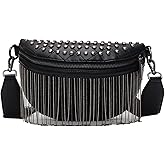 Women Rivet Metal Tassel Faux Leather Fanny Pack Waist Bag Chest Bag Crossbody Shoulder Bag