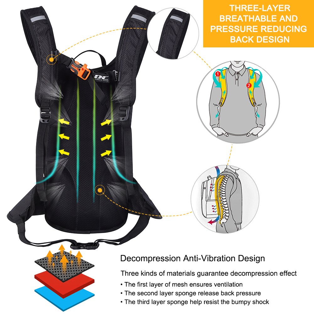 Cycling Hydration Backpack 12 litres - Lightweight Hiking Rucksack Breathable Bike Backpack Great for Men & Women Outdoor Sports, Small Backpacks for Fitness Running Biking Skiing Trekking Travelling