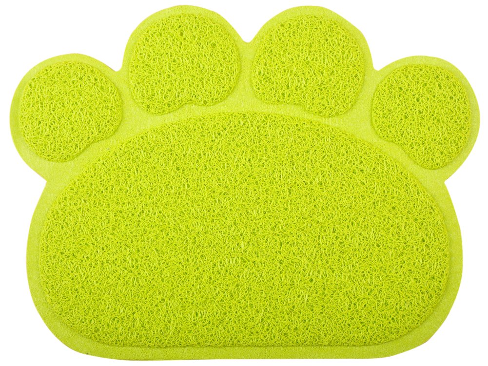 DM Paw-Shaped Cat Litter Tray Mat, 40x30 cm (Lime)