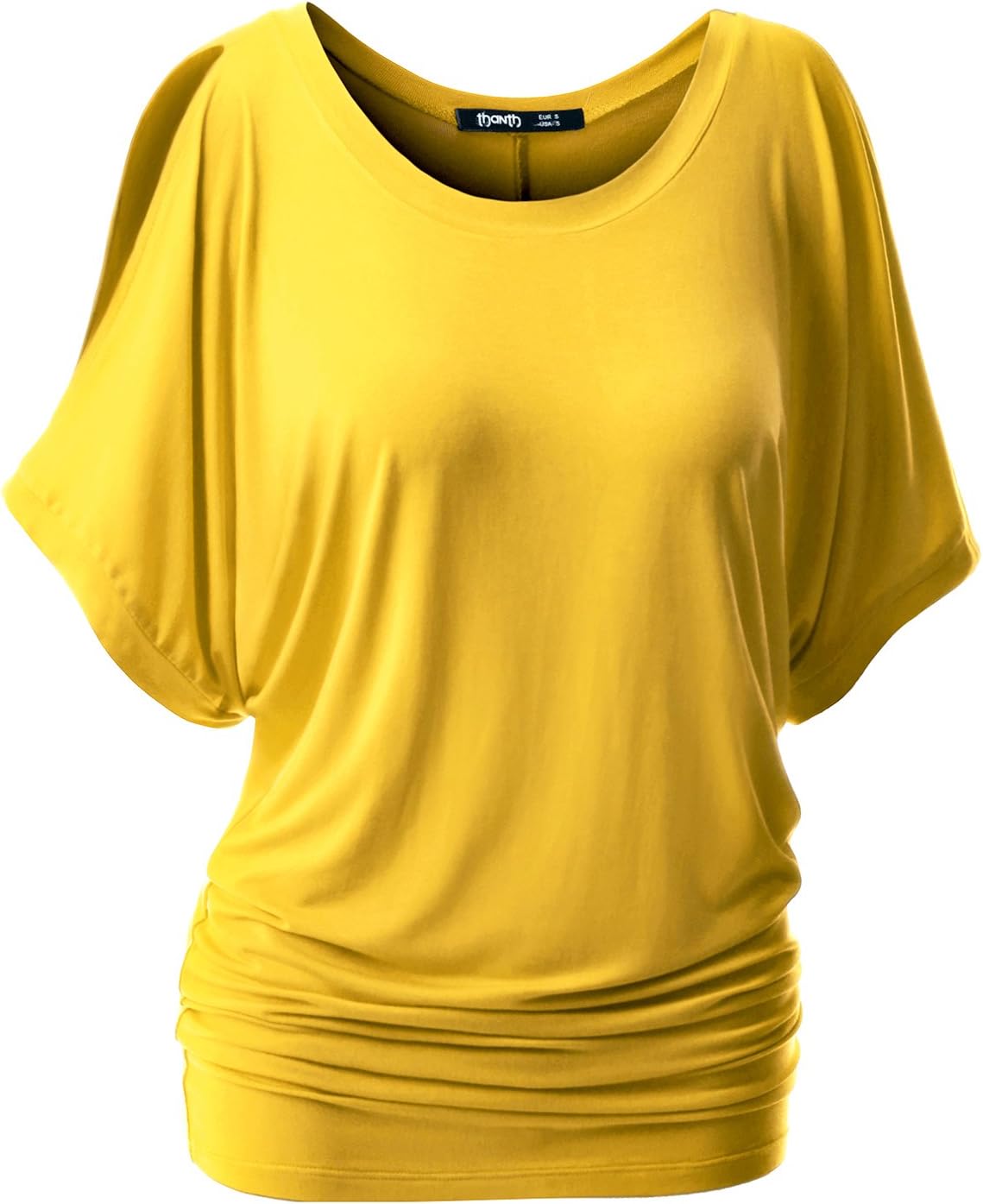 TWINTH Womens Cut Out Off Shoulder Short Sleeve Dolman Drape Loose Fit Tunic Top Plus Size