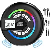 Portable CD Player with Speaker Bluetooth Disman for Car with FM Transmitter Rechargeable Lightweight Anti-Skip Protection Repeat Headphones AUX/USB LCD Display RGB Light Gifts Kids Student