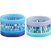 Ornaland 15 Pcs Friendship Bracelets Clay Bead Bracelets Heishi Bracelets Set Stackable Surfer Stretch Summer Beach Bracelets for Women