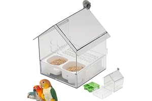 Pull Out External Parrot Feeder,Transparent Hanging Birdcage Feeder Trays.(Clear)