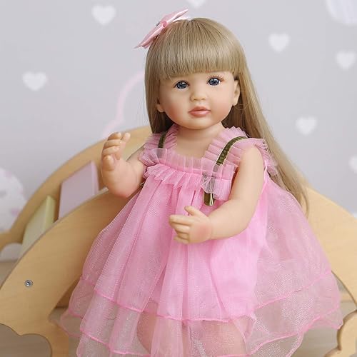 Ecomgoo Full Body Silicone Reborn Toddler Girl Doll with Brown Tan Skin Curly Hair Look Real Life 22 inch Baby Girl Doll 並行輸入品 : Ecomgoo 22 inch Newborn Baby Dolls Girl Full Body
