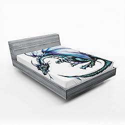 Lunarable Dragon Fitted Sheet Set, Epic Beast