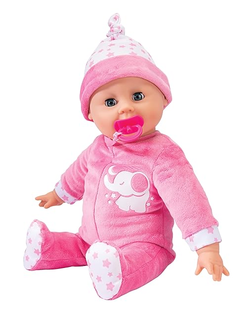Simba 105140501 Laura Schlummerzeit, Soft Body Doll with Breathing Movements, 14 Baby Sounds, Sleeping Eyes, 38 cm Baby Doll, from 18 Months