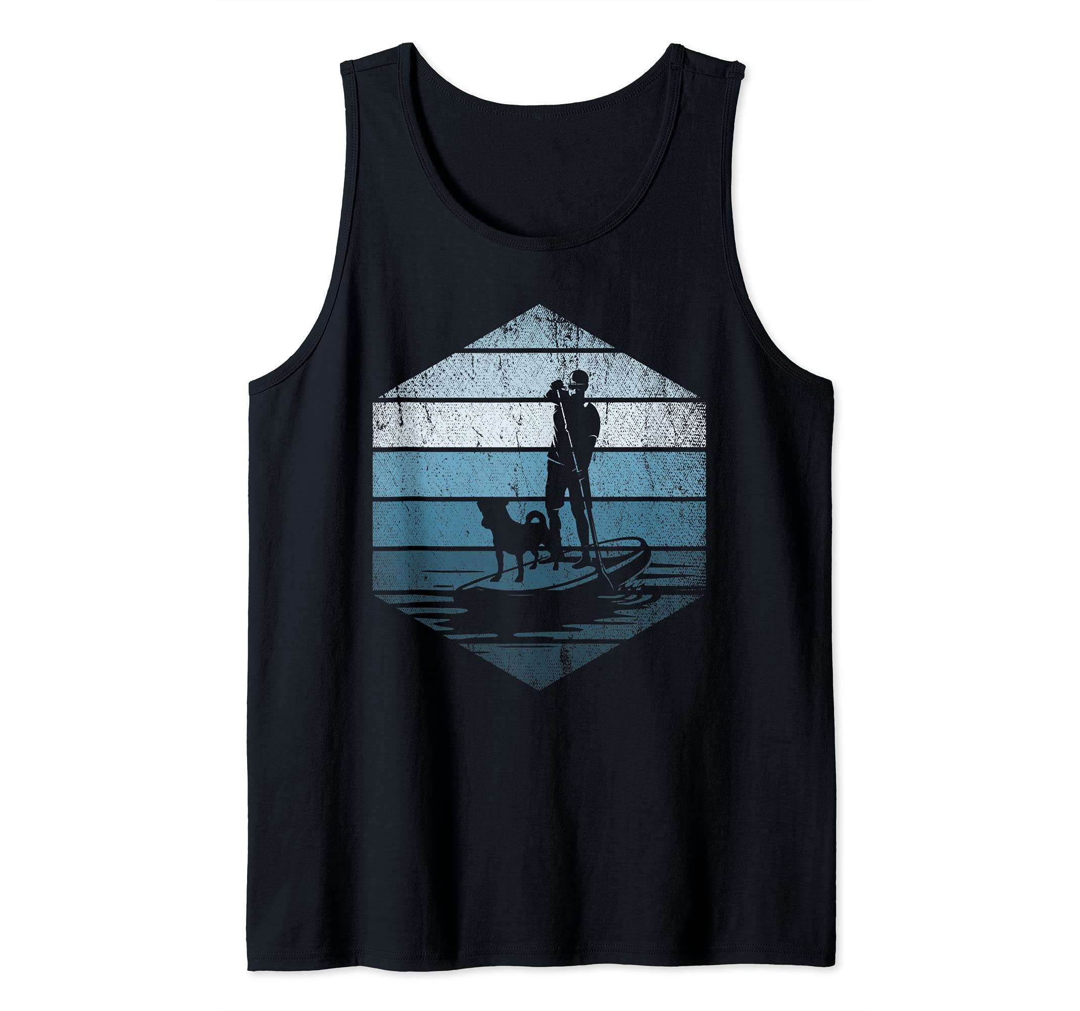 Outdoor Stand Up Paddler Pet Dog Lover Paddling Retro SUP Tank Top