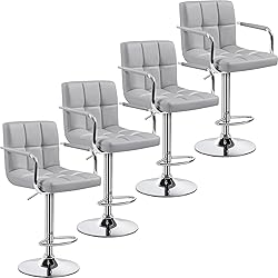 Yaheetech Bart Stools Set of 4, PU Leather