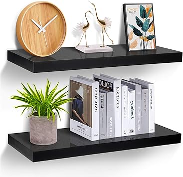 STOREMIC Wandregal schwarz, Regale für die Wand 2er-Set, Wandregal