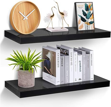 STOREMIC Wandregal schwarz, Regale für die Wand 2er-Set, Wandregal