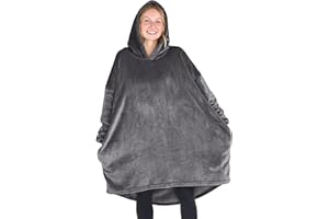 Bare Home Microplush Wearable Blanket with Side Pockets - Soft and Plush - Warm and Cozy - Adult & Kid Sizes (Adult, Forged Iron Grey)