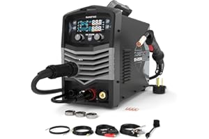 Sunstac MIG Welder, 200A 110V/220V MIG/Flux Core/Spool Gun/Lift TIG/Stick 5 in 1 Aluminum MIG Welding Machine, IGBT Inverter Synergic Control, Digital Screen Display, Over Loading Protection