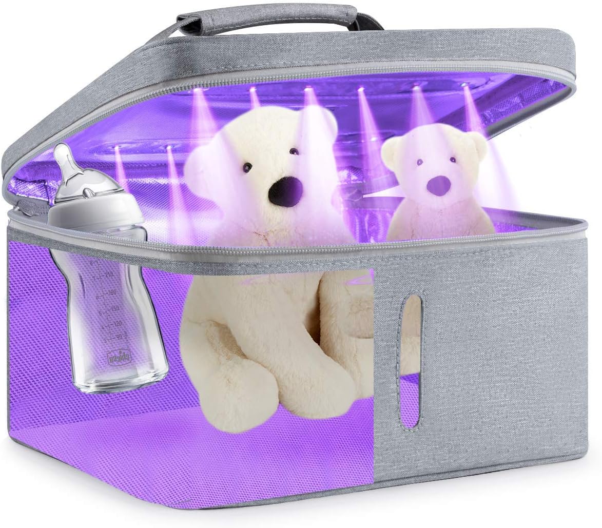LED UV Cleaner, FitOkay UV Sanitizer Bag for Cell Phone Sterilizer Box for Jewelry, Beauty Tools, Underwear, Toy, 99% Cleaned in 5 mins