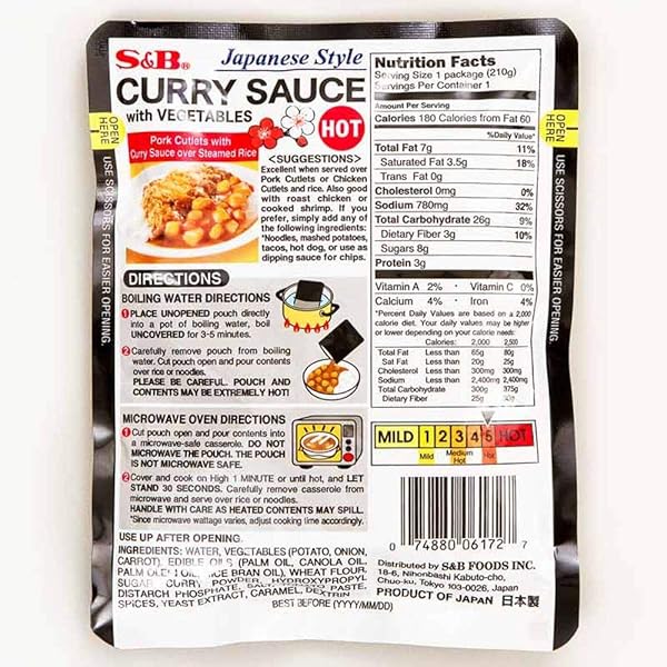 CURRY SAUCE WITH VEGETABLES HOT 210G