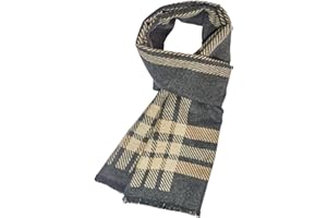 Prupoky Mens Winter Scarf Cashmere Feel Warm Scarves Long Plaid Tassel Scarf for Men
