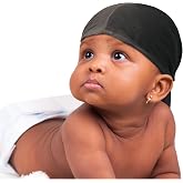 TITAN Baby Satin Du-Rag &ndash; Ultra Stretch Tailored Fit for Infants and Toddlers, Extra Long Tail, Soft &amp; Breathable Silky Satin Head Wrap for Boys and Girls, Black
