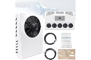 Fgo-togo 12V Truck Cab Air Conditioner Split ac Kit Universal 12 Volts Electric A/C Unit Backpack for RV Semi Bus Trucks Camper Caravan Crane Excavator Cab Cooling Fast Low Noise