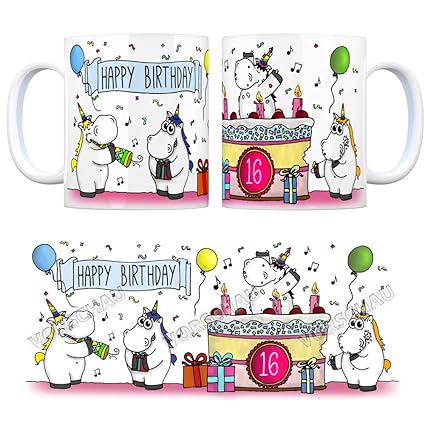 Kaffeebecher Mit Einhorn Geburtstagsparty Motiv Zum 16