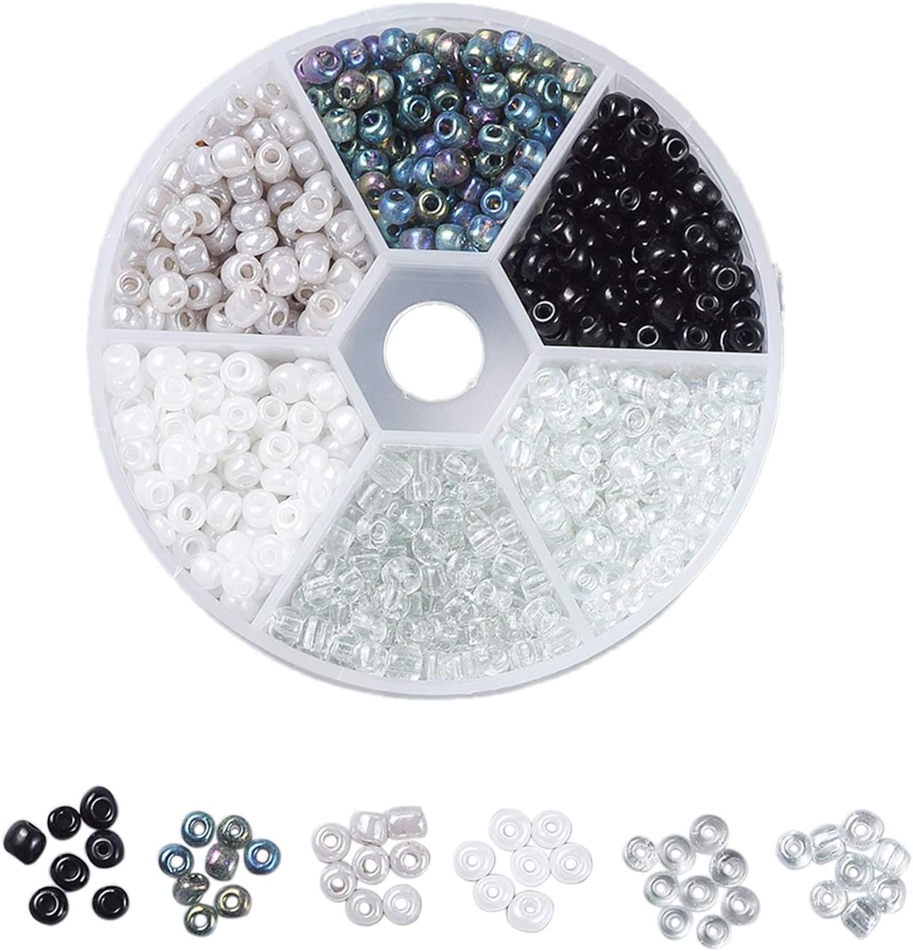 Ornaland 600 Pieces 4mm Glass Seed Beads Handmade Rice Beads Loose Round Spacer Beads for DIY Crafts Jewellry Making, Black