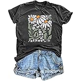 T Shirts for Women Graphic Tees Vintage Printed Short Sleeve Shirt Crewneck Loose Fitting Tops Casual Basic Cute Blouses