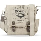 Roven Vintage Canvas Messenger Bag for Men &amp; Women &ndash; Leather Crossbody Satchel for Work, Travel, School &amp; Everyday Carry