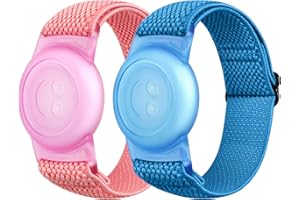 2 Pack Elastic AirTag Bracelets Compatible with Air Tag Finder, Soft Breathable Nylon Anti Lost Bands for Kids, Elders
