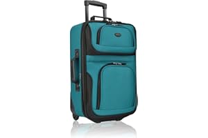 U.S. Traveler Rio Lightweight Softside Rolling Carry-on Suitcase, 2-Wheel Single, Teal