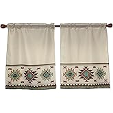 EZ.enjoy Set of 2 Southwest Tribal Navajo Aztec Fancy Abstract Geometric Ethnic Hipster Design Window Curtain Panels Each 28 X 36 Inches for Everyday Fall Holiday Christmas Decorations Rod Pocket