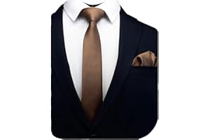 GUSLESON 2.4" Slim Necktie and Handkerchief Set For Men Solid Skinny Tie Set