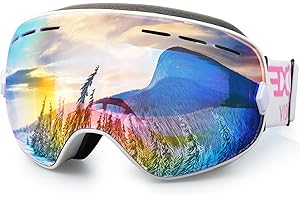 EXP VISION Snowboard Ski Goggles Men Women Youth, Anti Fog OTG Winter Snow Goggles Spherical Detachable Lens