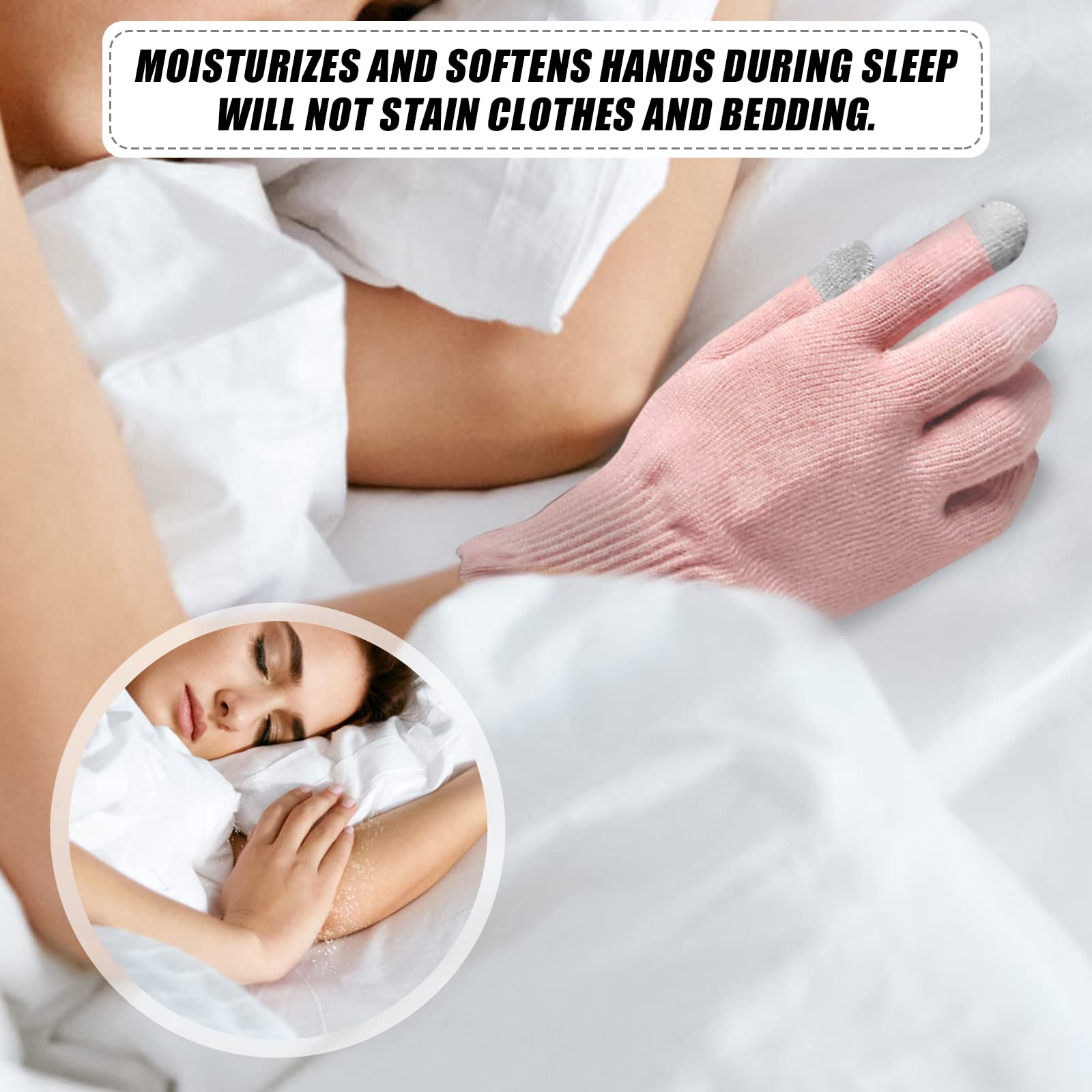 Donfri 2 Pairs Cotton Moisturizing Gloves Overnight Touchscreen Fingers for SPA Dry Hands Hand Care Day and Night Moisturizing (Medium-Pink)