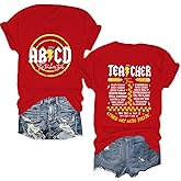 Potia Teacher Shirts for Women Funny ABCD Teacher Tour T-Shirt Casual Back to School Teach Tee Tops