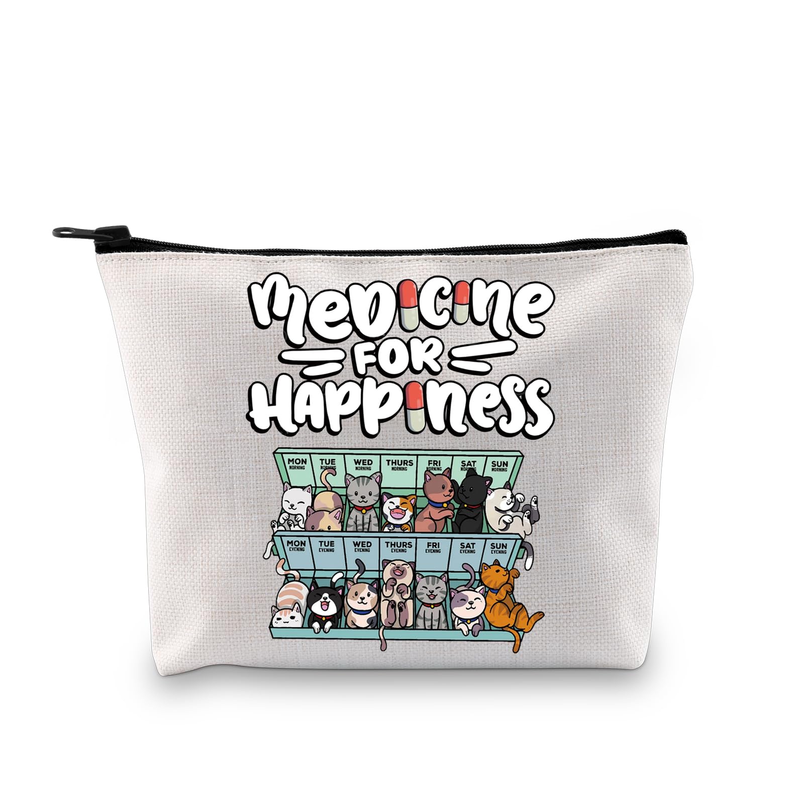 Cat Themed Gift Medicine for Happiness Travel Medicine Kit Medicine Pill Organizer Bag for Cat Lovers (for Happiness Bag EU)