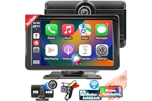 HYOJUM [64GB DVR] Portable Wireless Apple CarPlay & Android Auto Car Stereo, 7 Inch Double/Single Din Dash Cam Touchscreen Player with Backup Camera, Mirror Link, Siri, Google Voice, Bluetooth Handsfree