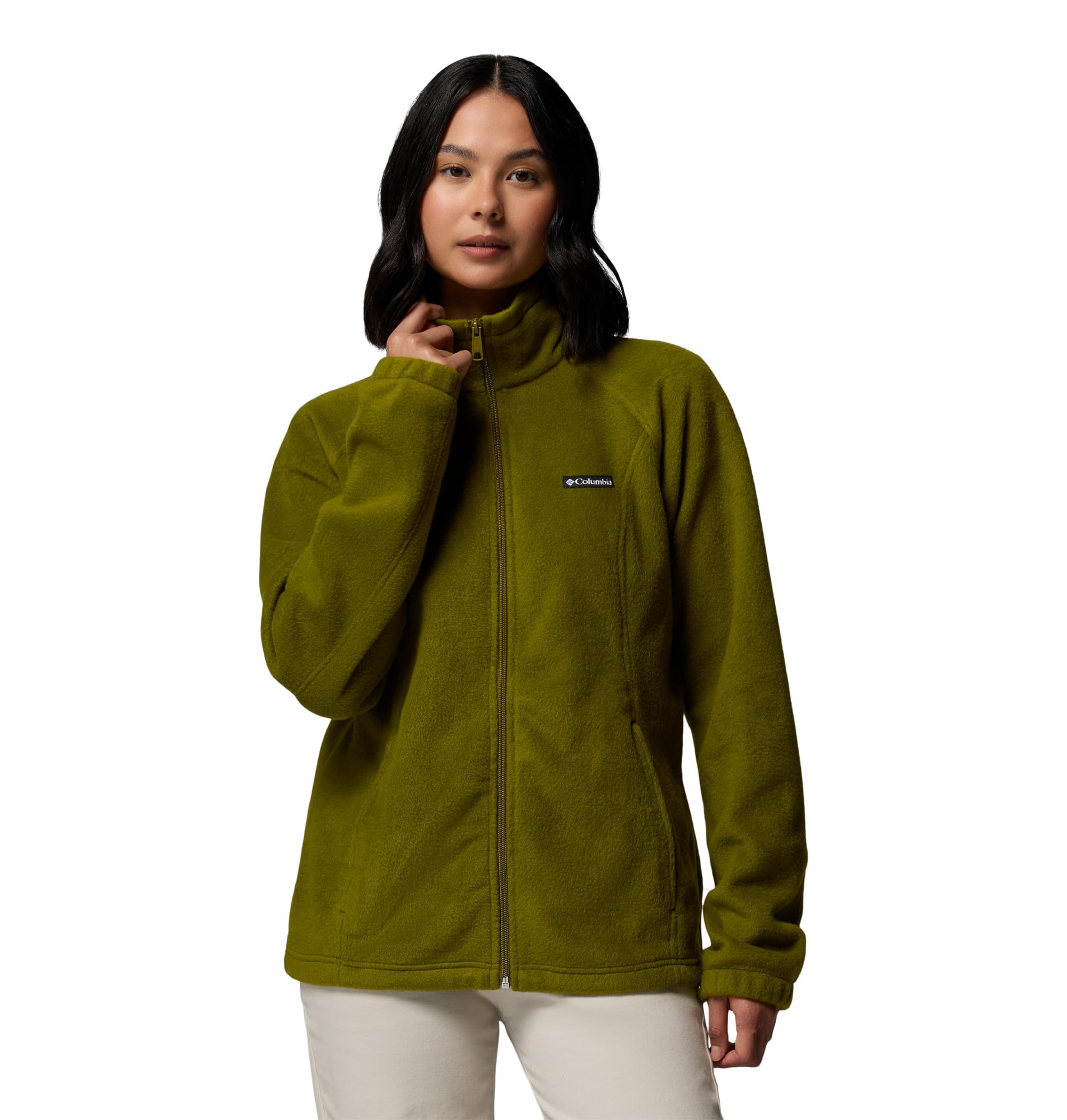 Columbia Women's Benton Springs Full Zip Fleece Jacket, Mossy Green, Petite Small Image