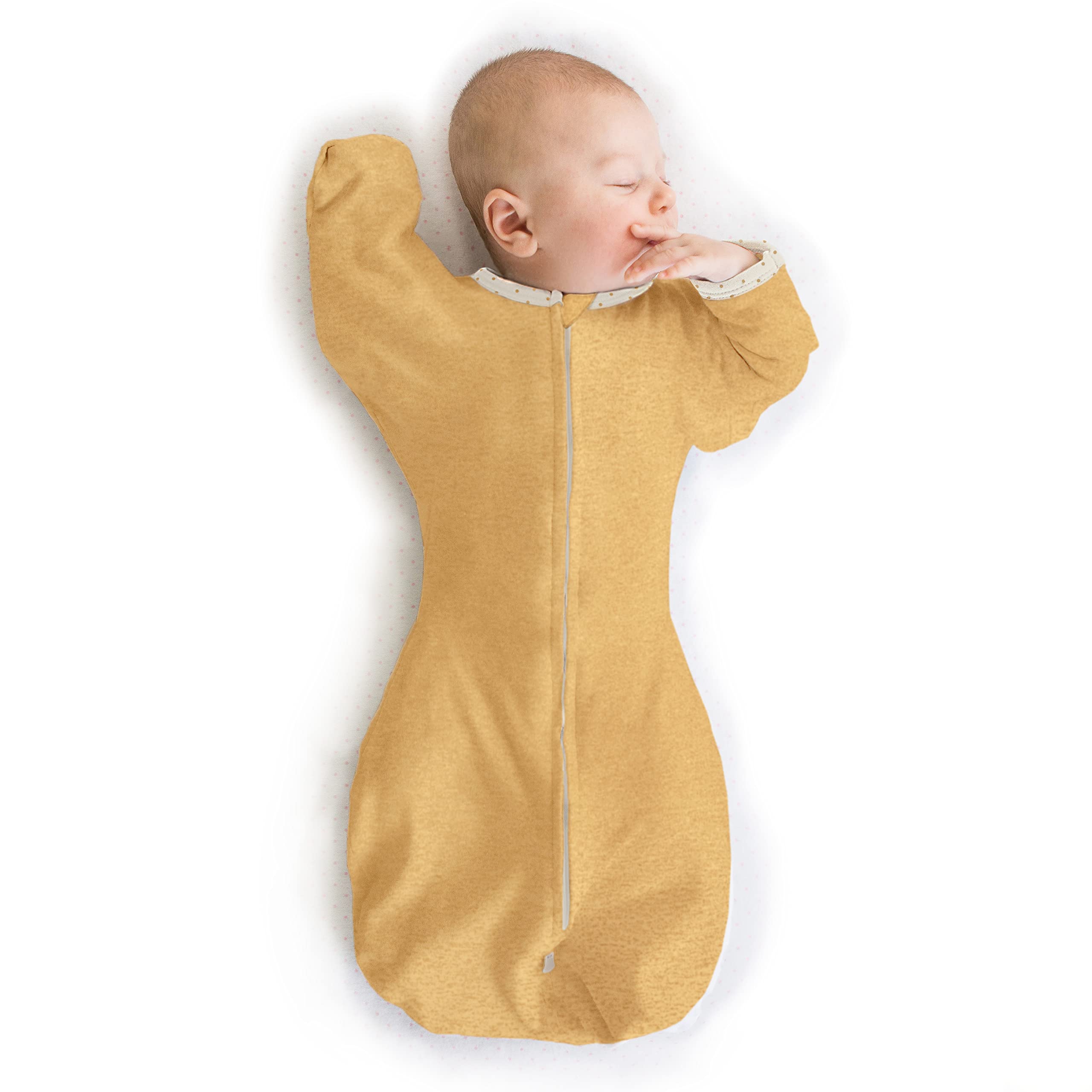 Photo 1 of SwaddleDesigns Transitional Swaddle Sack, Arms Up Half-Length Sleeves & Mitten Cuffs, Swaddle for Newborn Transition to Baby Sleep Sack Wearable Blanket, Small, 0-3 Month, 6-14 lb, Heathered Gold