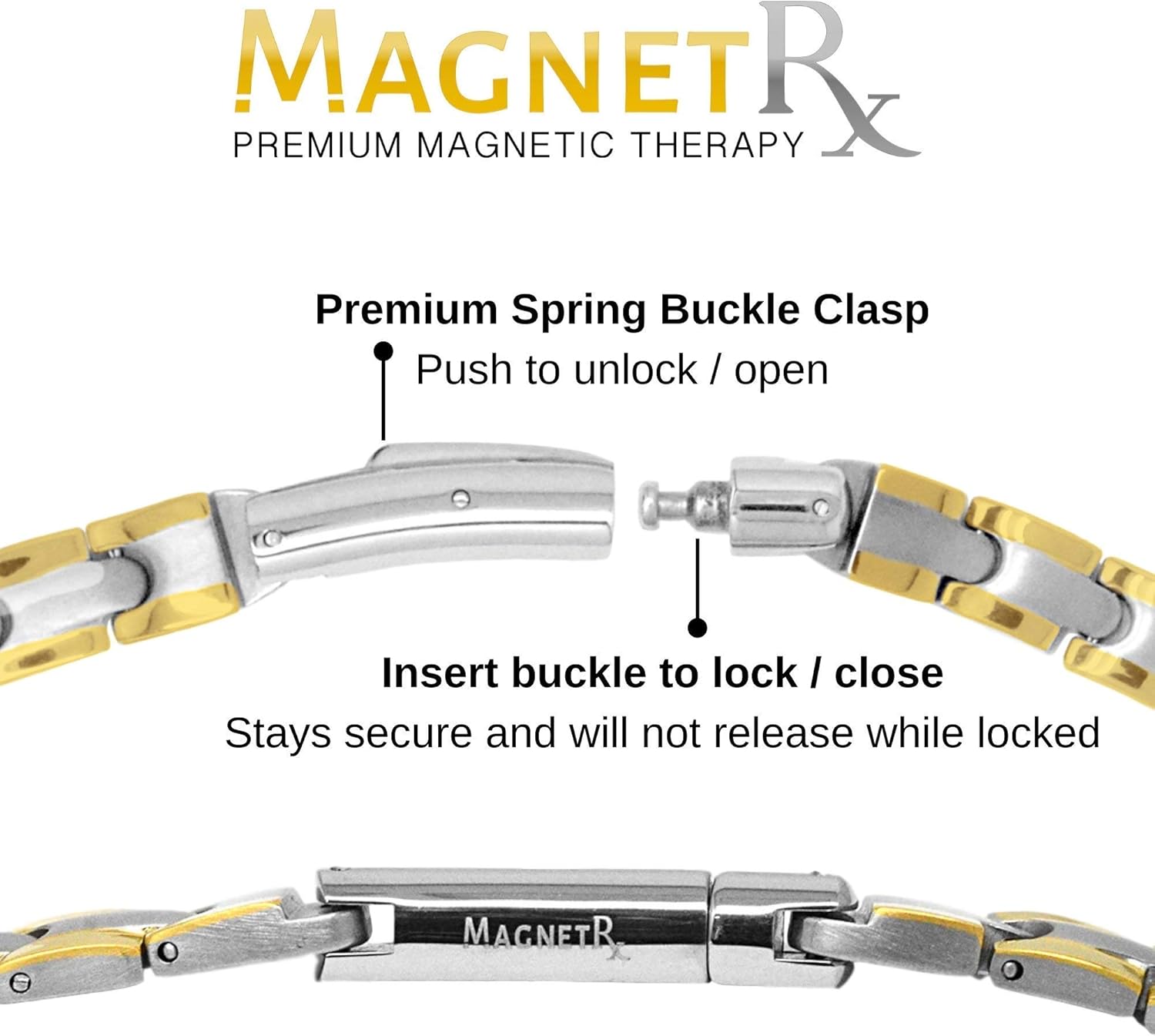 MagnetRX® Titanium Magnetic Therapy Necklace - Natural Pain Relief for Neck Arthritis, Back, Shoulder Pain, Headache and Migraine Relief Magnetic Necklace (Silver & Gold, 19.25 Inches): Health & Personal Care