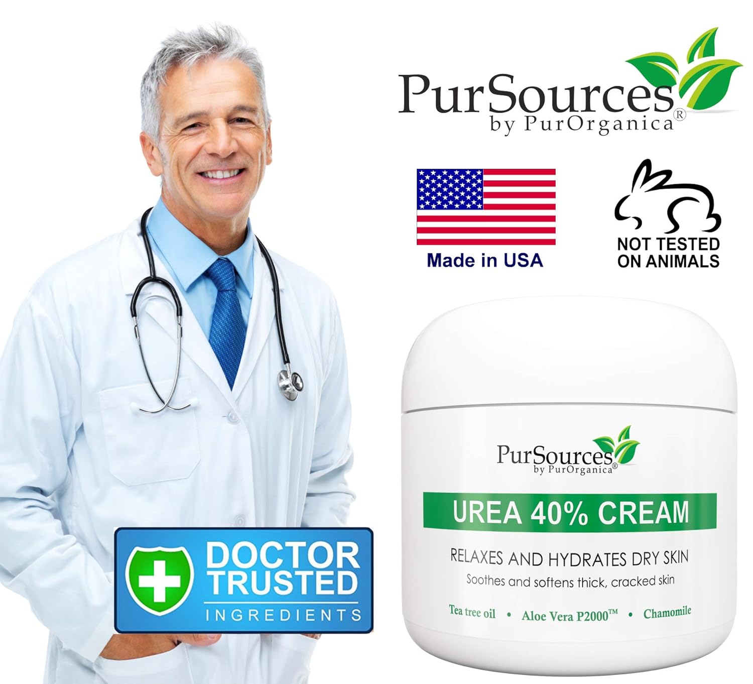 PurSources Urea 40% Foot Cream - No Pumice Stone - Best Callus Remover - Moisturizes and Rehydrates Feet, Knees & Elbows - For Thick, Cracked, Rough, Dead & Dry Skin - 4 oz - 100% : Beauty