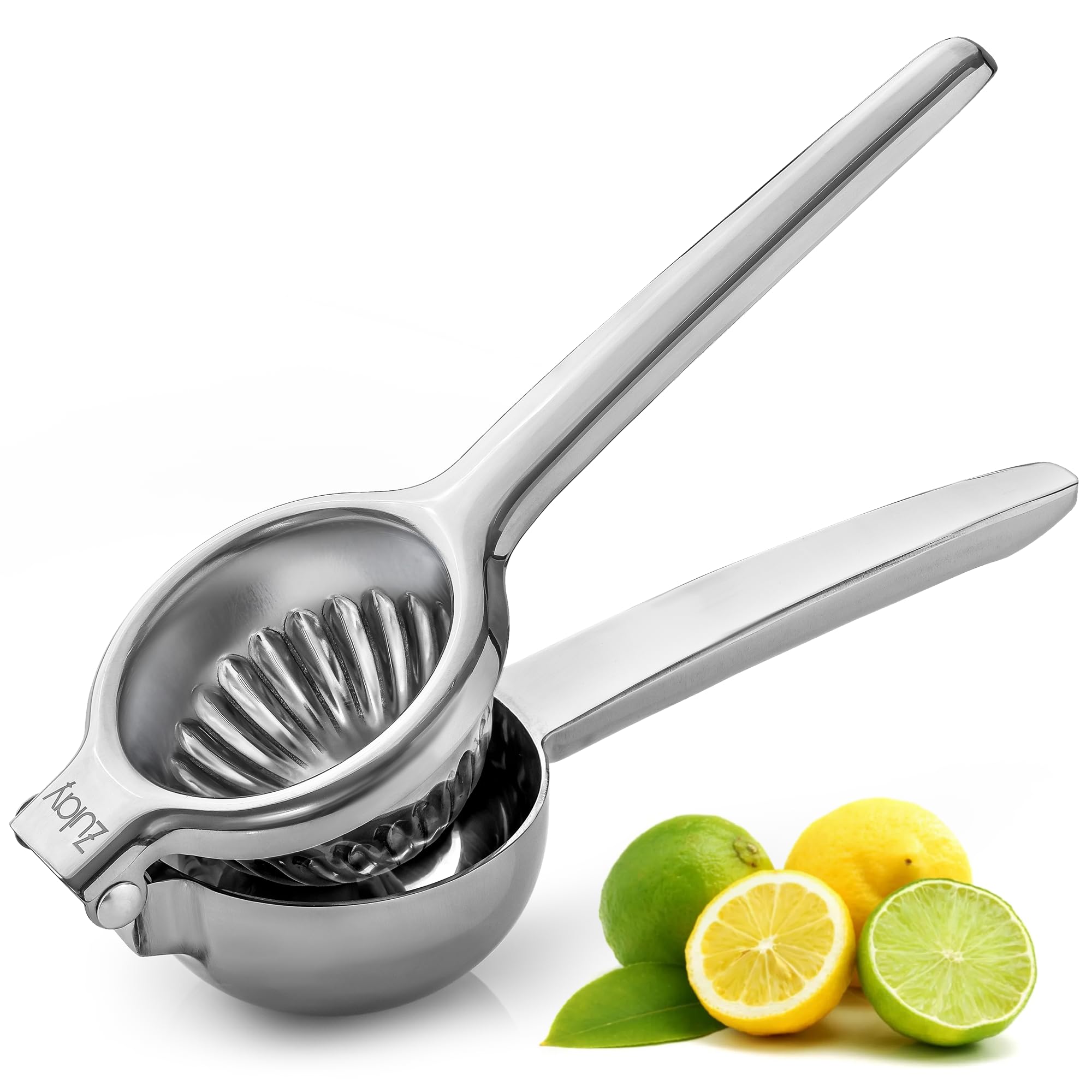 Zulay Kitchen Lemon Squeezers Stainless Steel with Premium Quality Heavy Duty Solid Metal Squeezer Bowl - Large Manual Citrus Press Juicer and Lime Squeezer - Stainless Steel