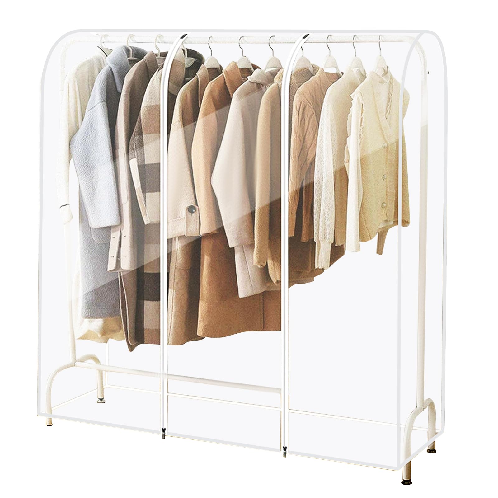 Transparent Clothes Garment Rail Cover with Strong Zipper and Document Pocket